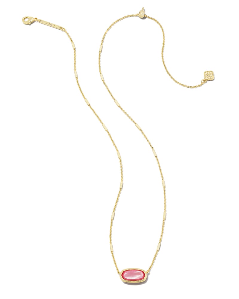 Framed Elisa Gold Short Pendant Necklace in Peony Mother-of-Pearl