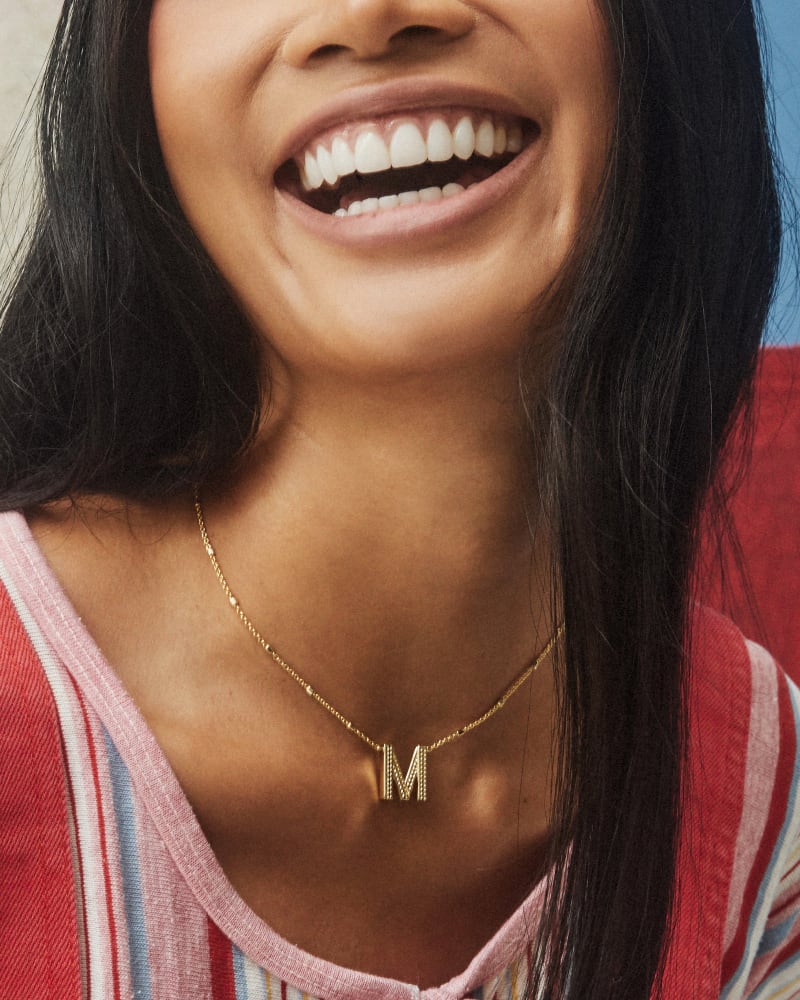 Letter M Pendant Necklace in Silver