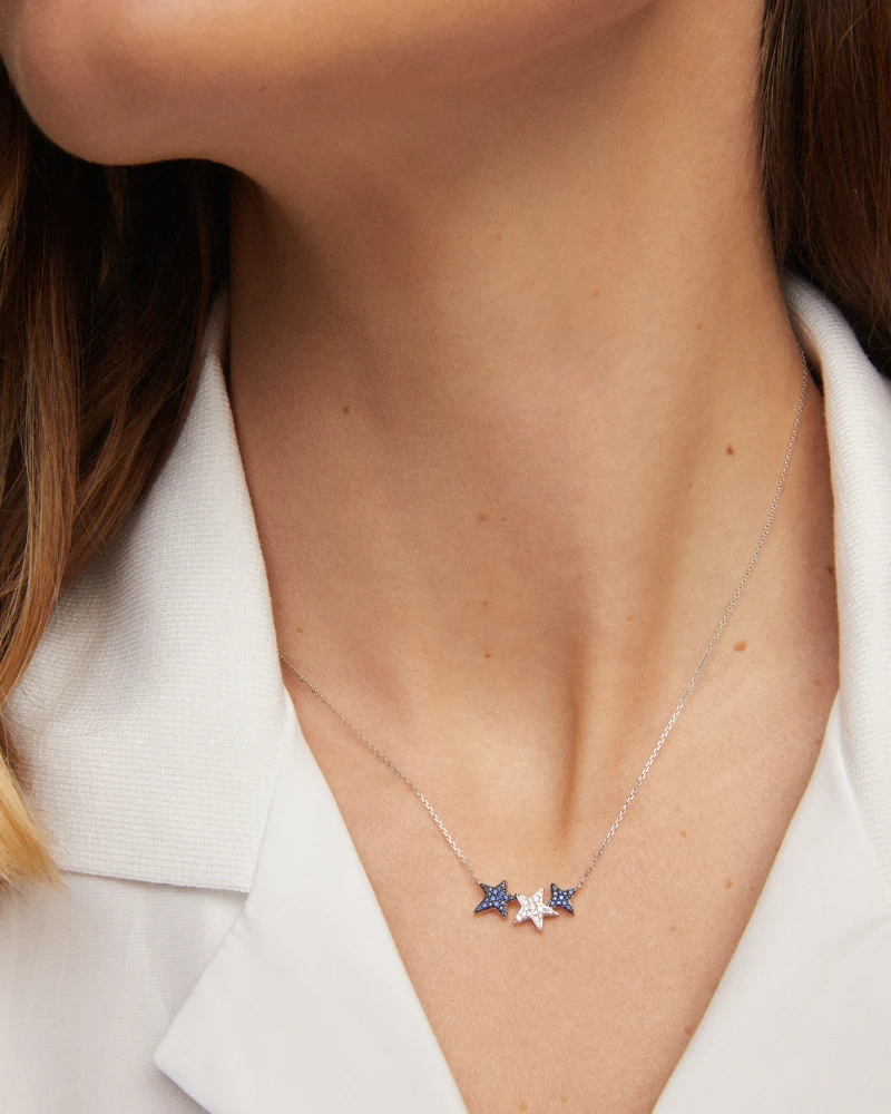 Star Cluster 14k White Gold Pendant Necklace