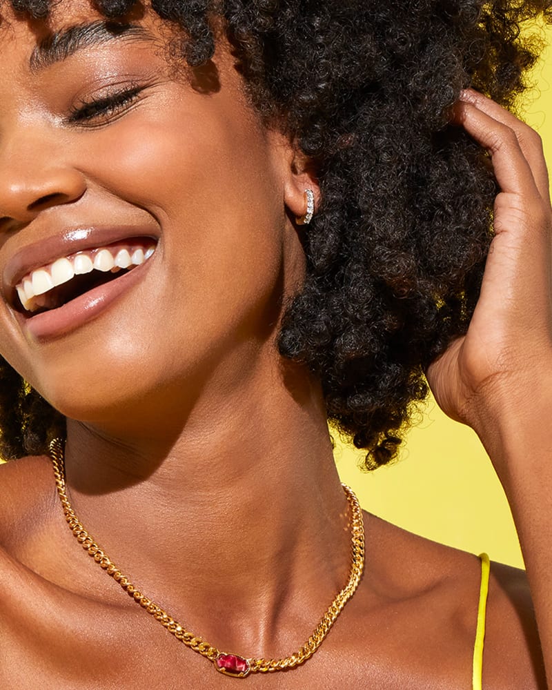 Elisa 18k Gold Vermeil Curb Chain Necklace in Red Tiger