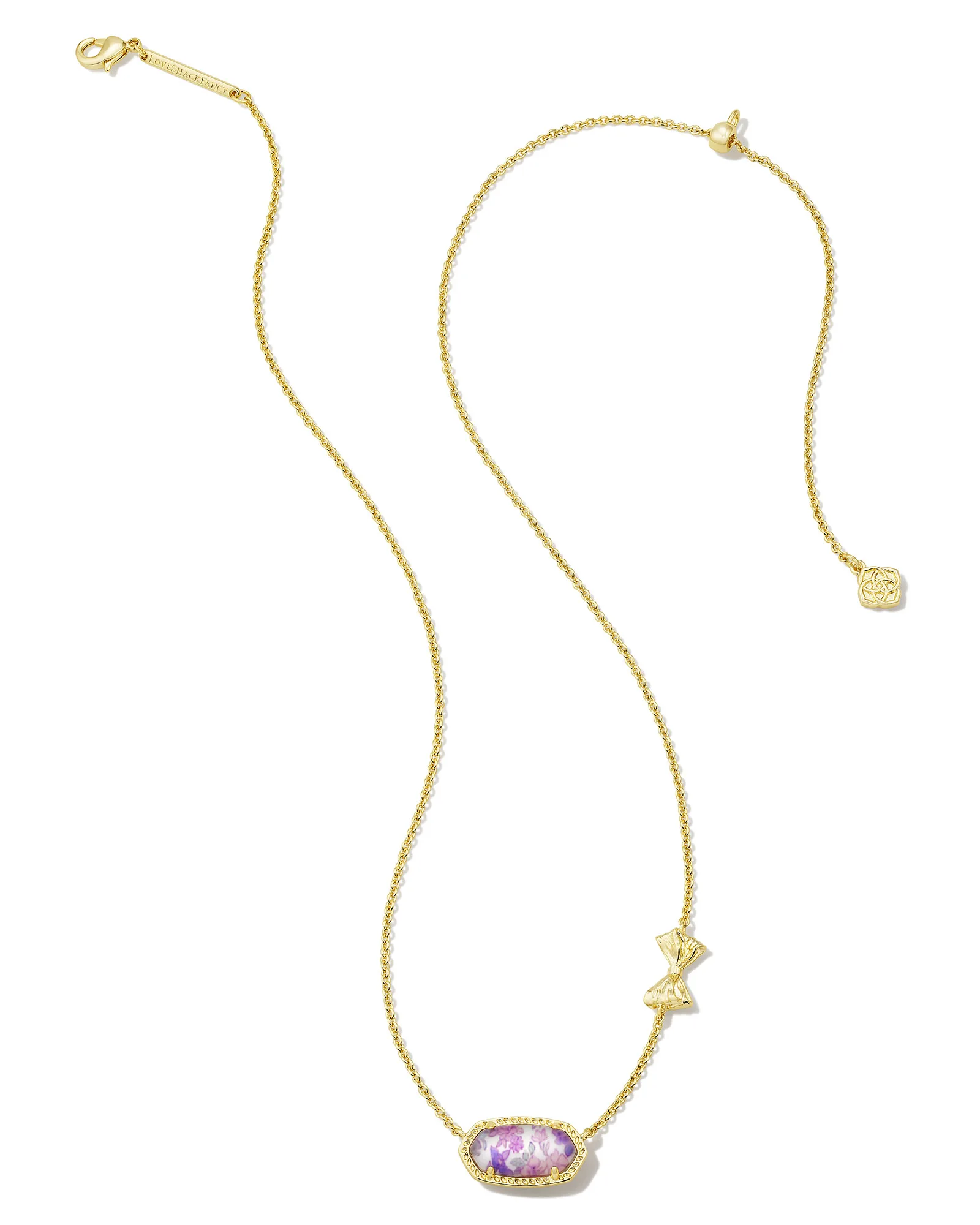 Kendra Scott x LoveShackFancy Gold Elisa Necklace in Marie Pink Blooming Heirloom Illusion