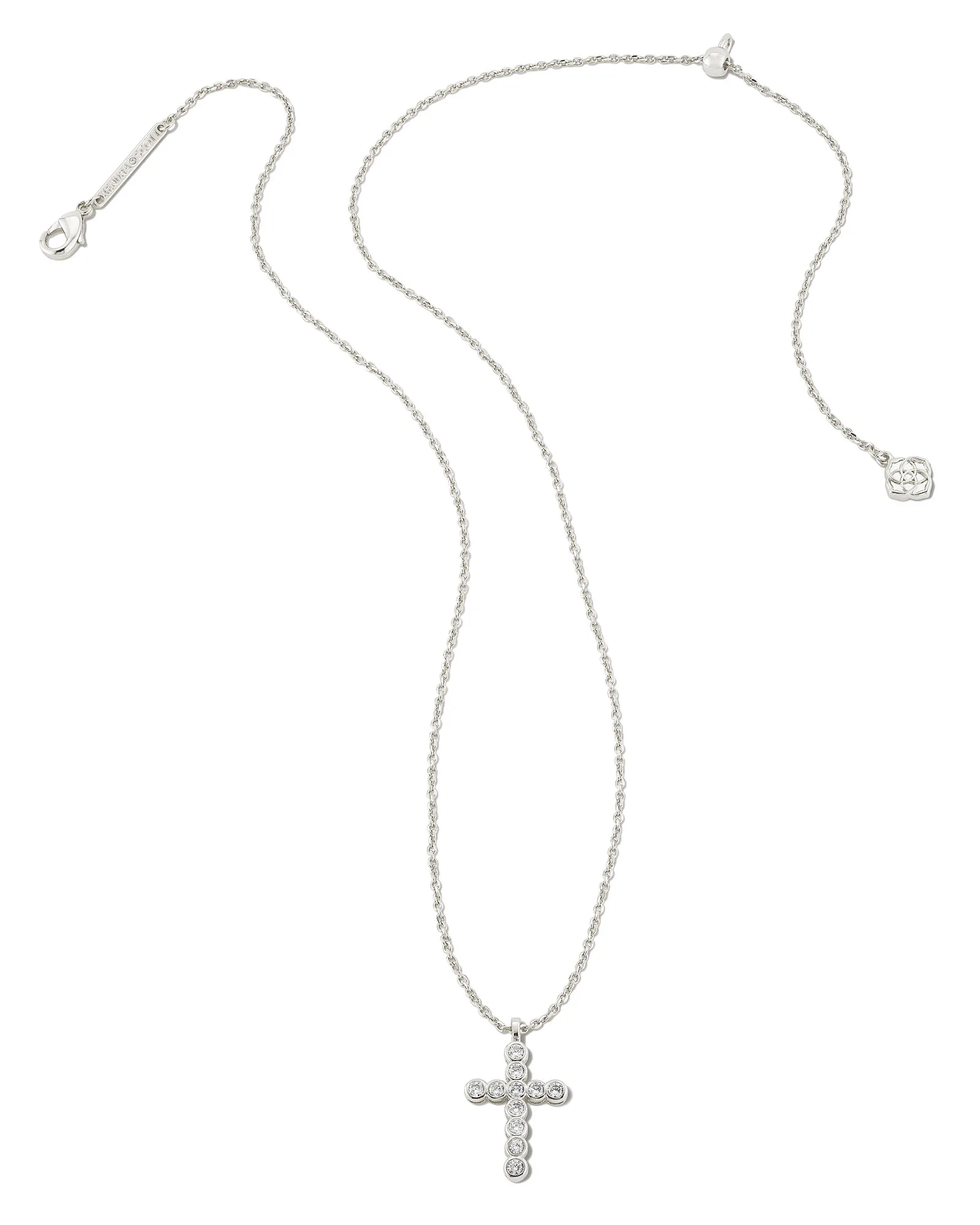 Cross Gold Pendant Necklace in White CZ