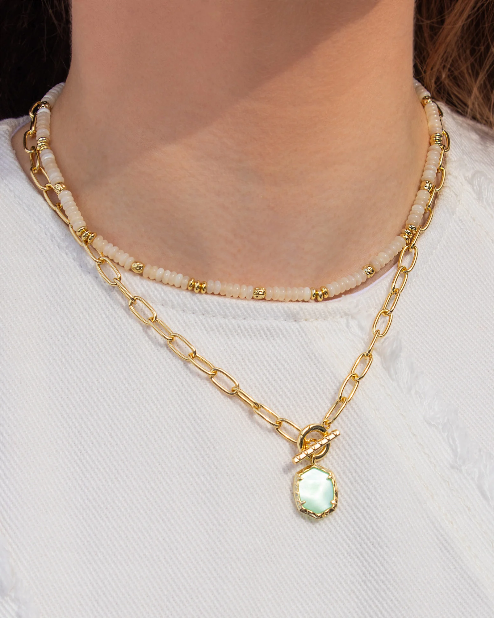 Daphne Convertible Gold Link and Chain Necklace in Light