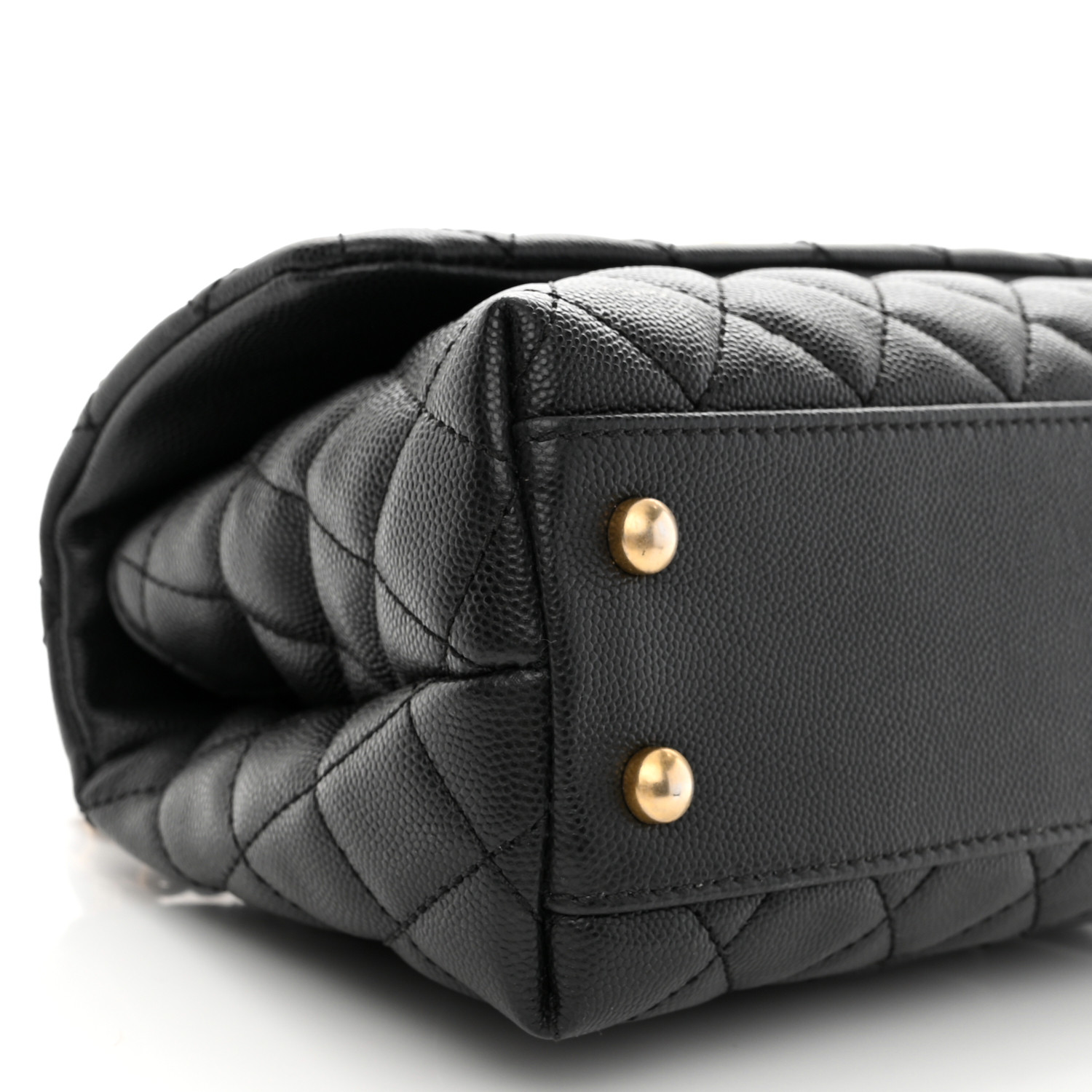 Caviar Lizard Embossed Quilted Mini Coco Handle Flap Black