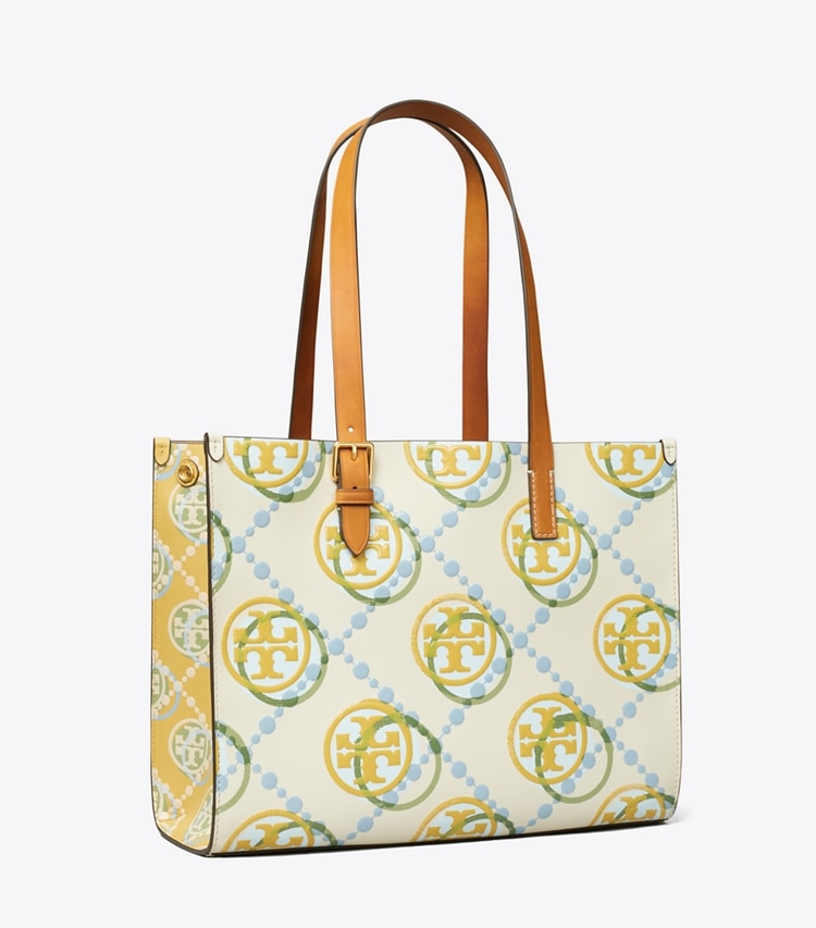 SMALL T MONOGRAM CONTRAST EMBOSSED TOTE