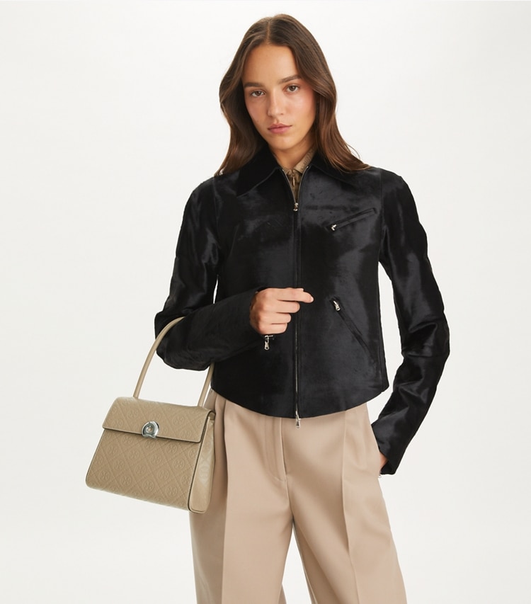 SMALL DEVILLE T MONOGRAM LEATHER BAG