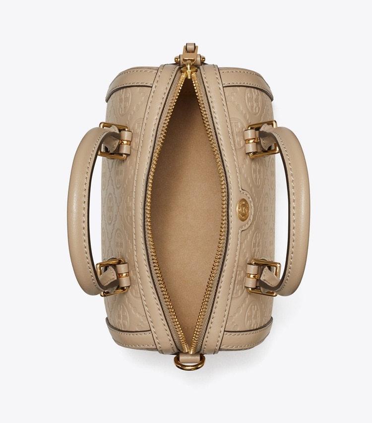 PETITE T MONOGRAM LEATHER BARREL BAG