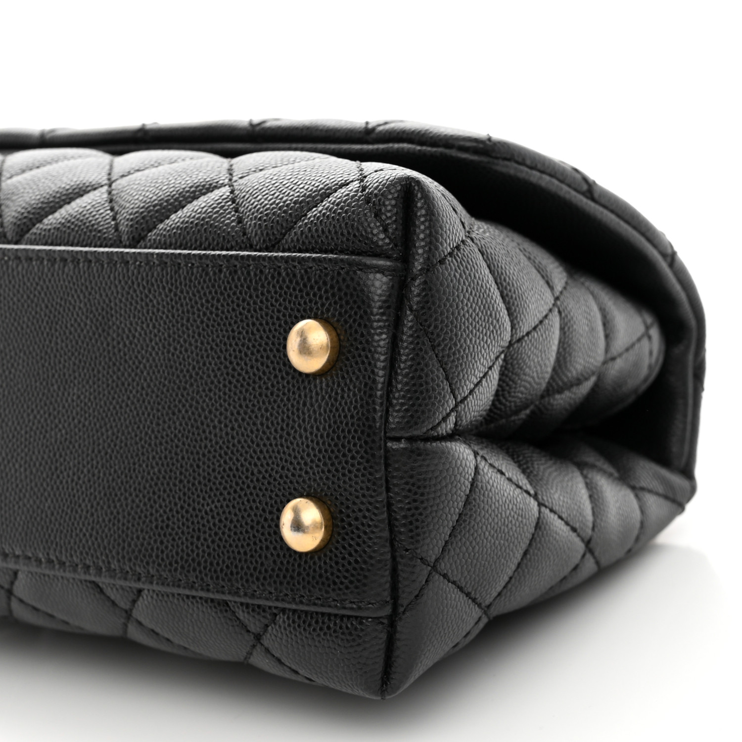 Caviar Lizard Embossed Quilted Mini Coco Handle Flap Black