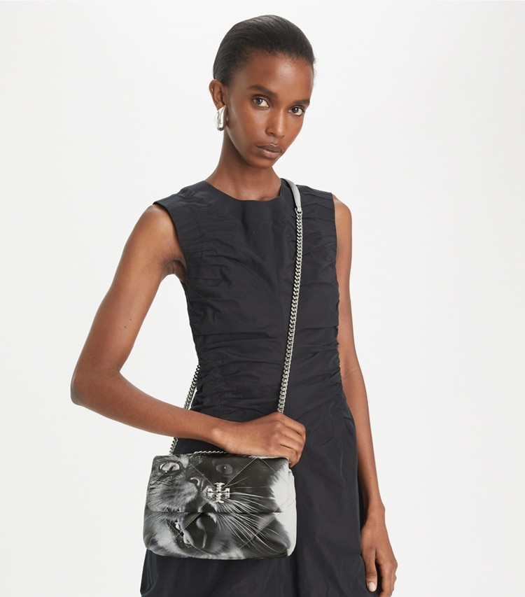 SMALL KIRA DIAMOND QUILT CAT PRINT CONVERTIBLE SHOULDER BAG
