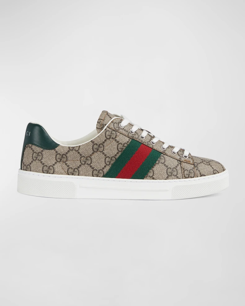 Ace Monogram Canvas Low-Top Sneakers