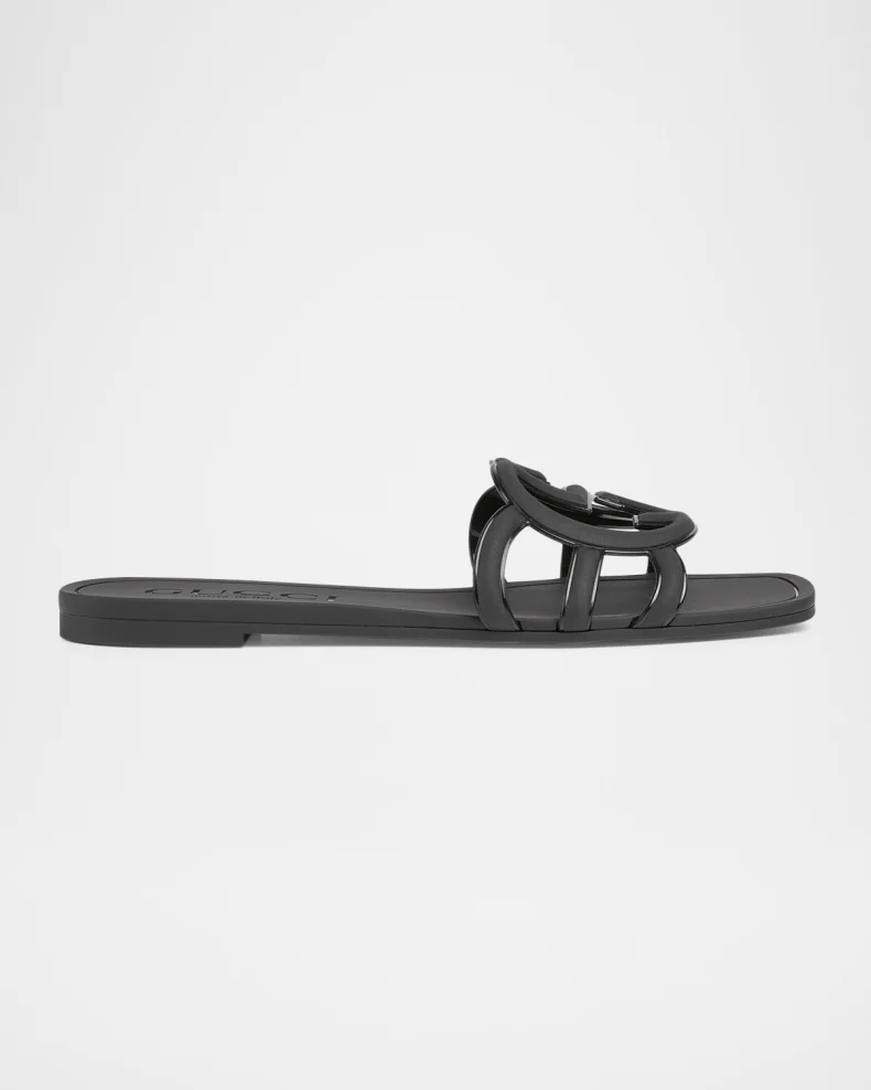 GG Rubber Flat Slide Sandals