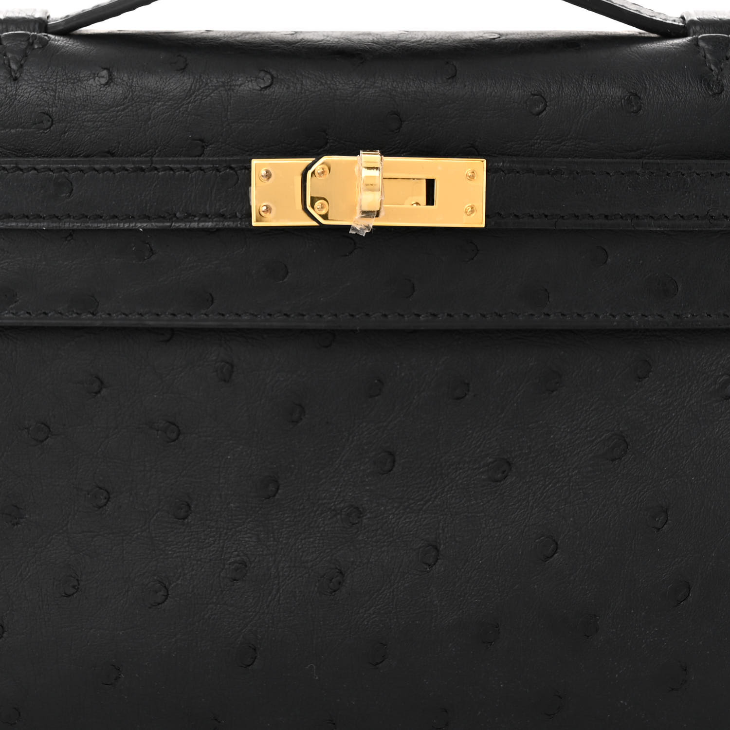 Ostrich Kelly Pochette Black