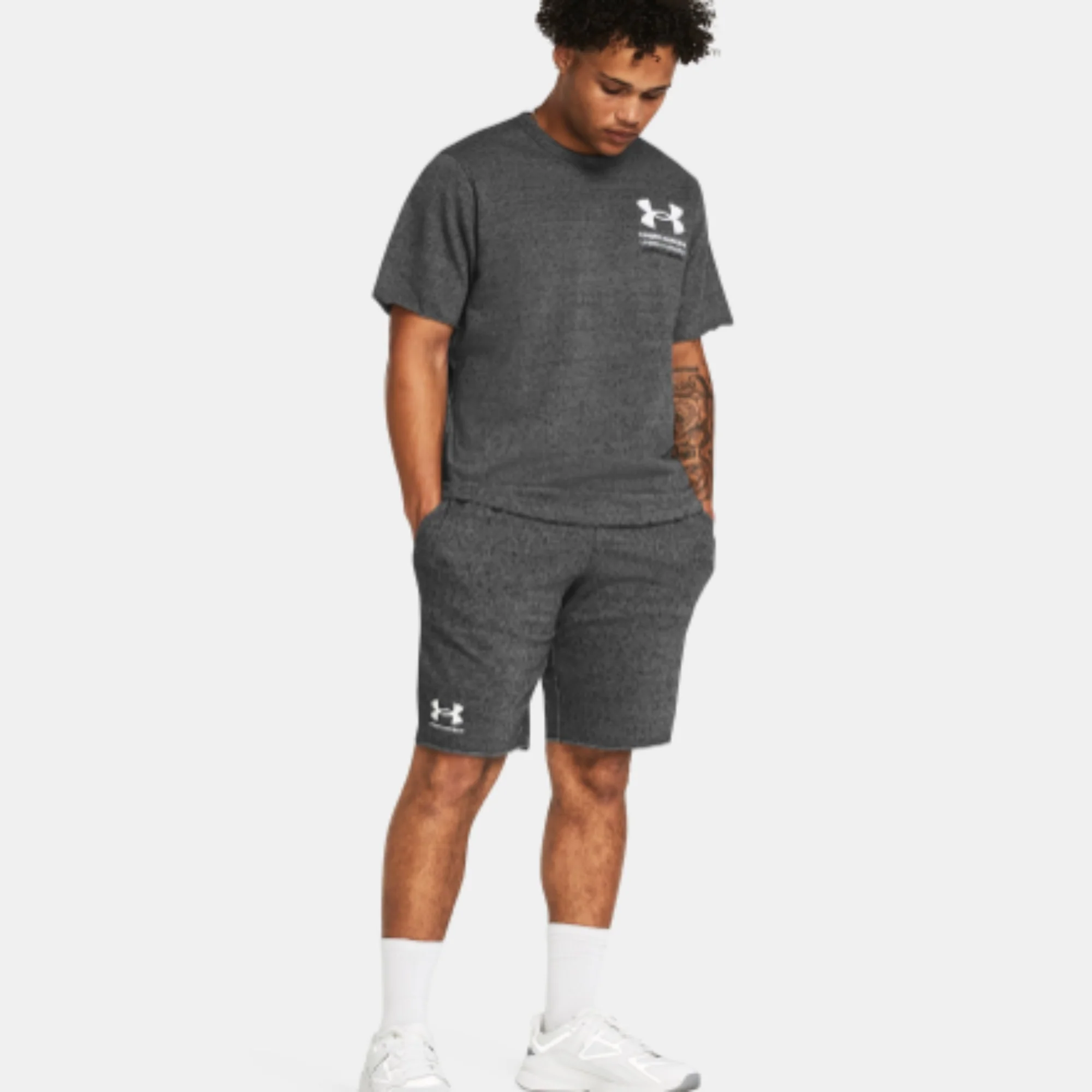 Men's   Rival Terry Shorts (Castlerock Light Heather/Onyx White)