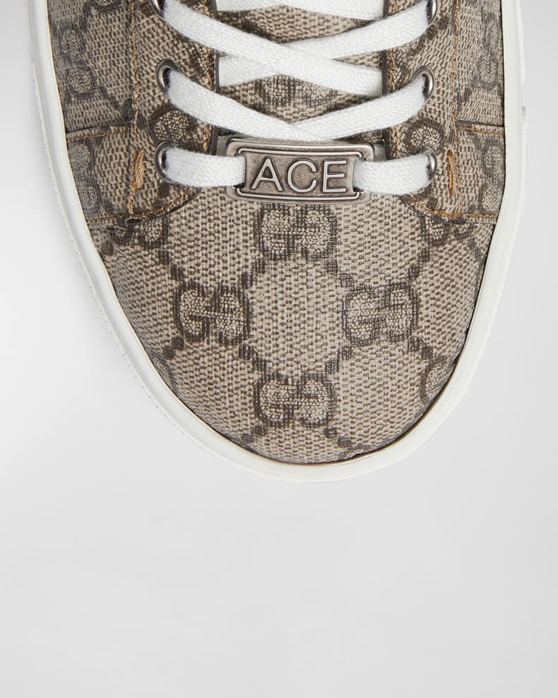Ace Monogram Canvas Low-Top Sneakers