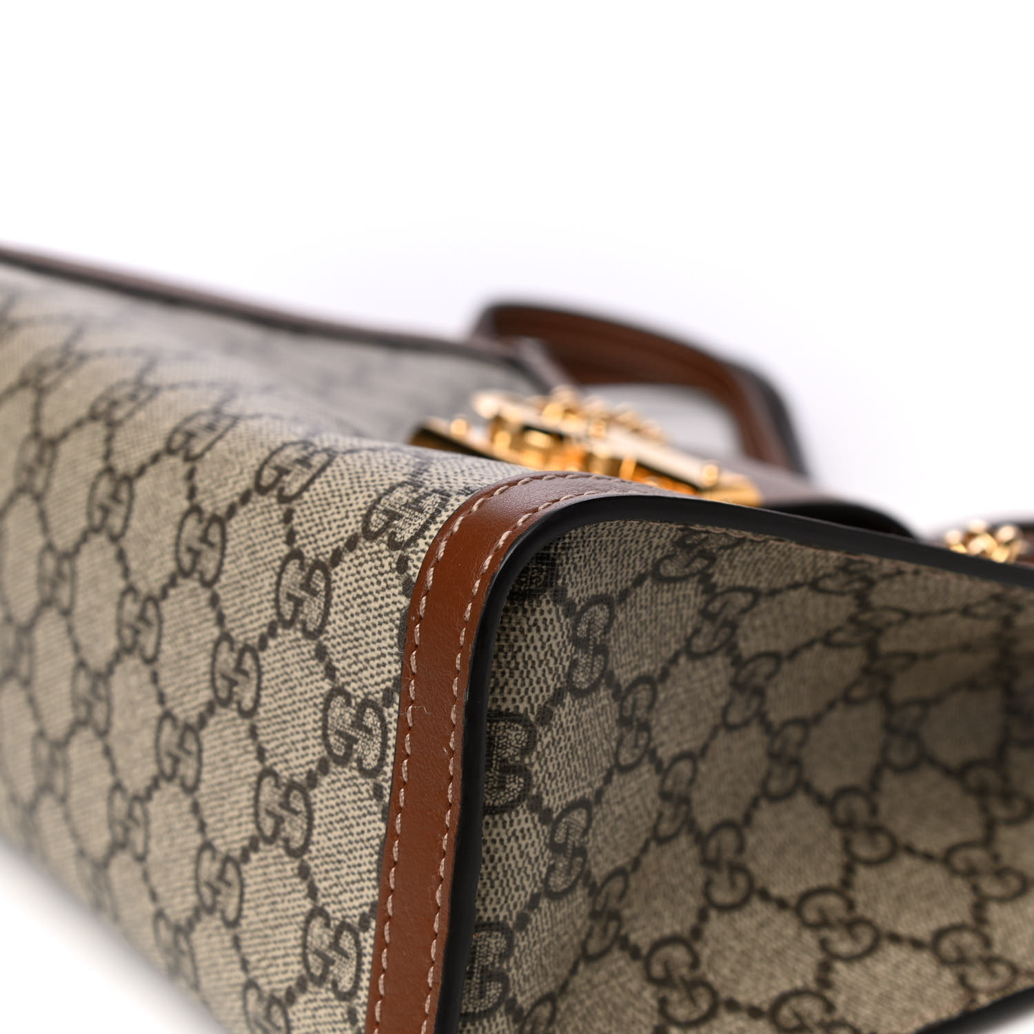 GG Supreme Monogram Calfskin Small Padlock Tote Beige Ebony Tuscany