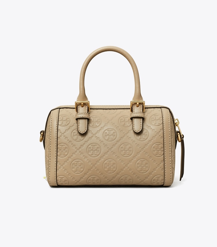 PETITE T MONOGRAM LEATHER BARREL BAG
