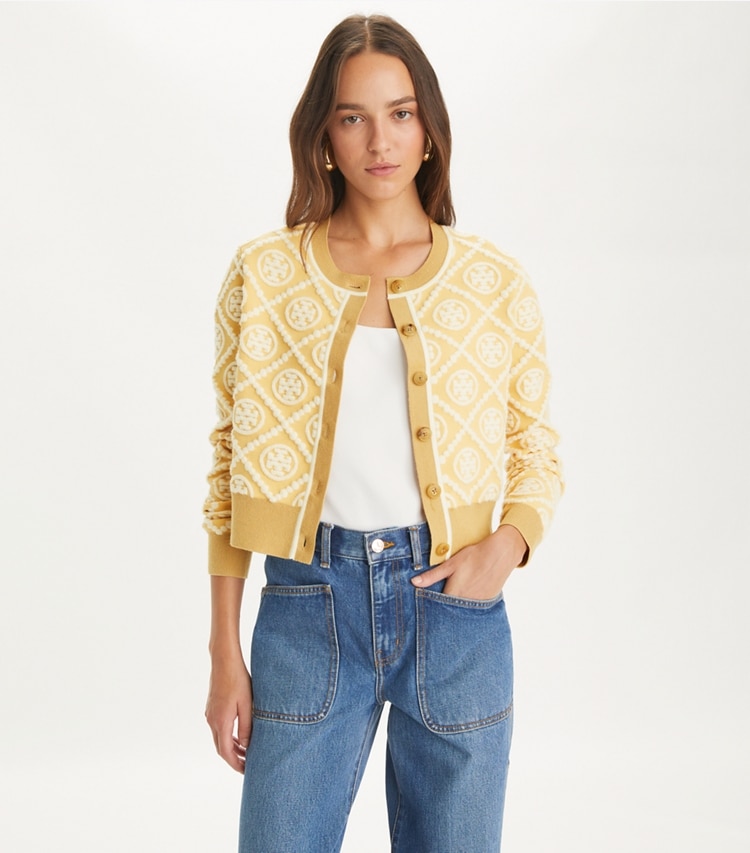 T MONOGRAM WOOL CARDIGAN