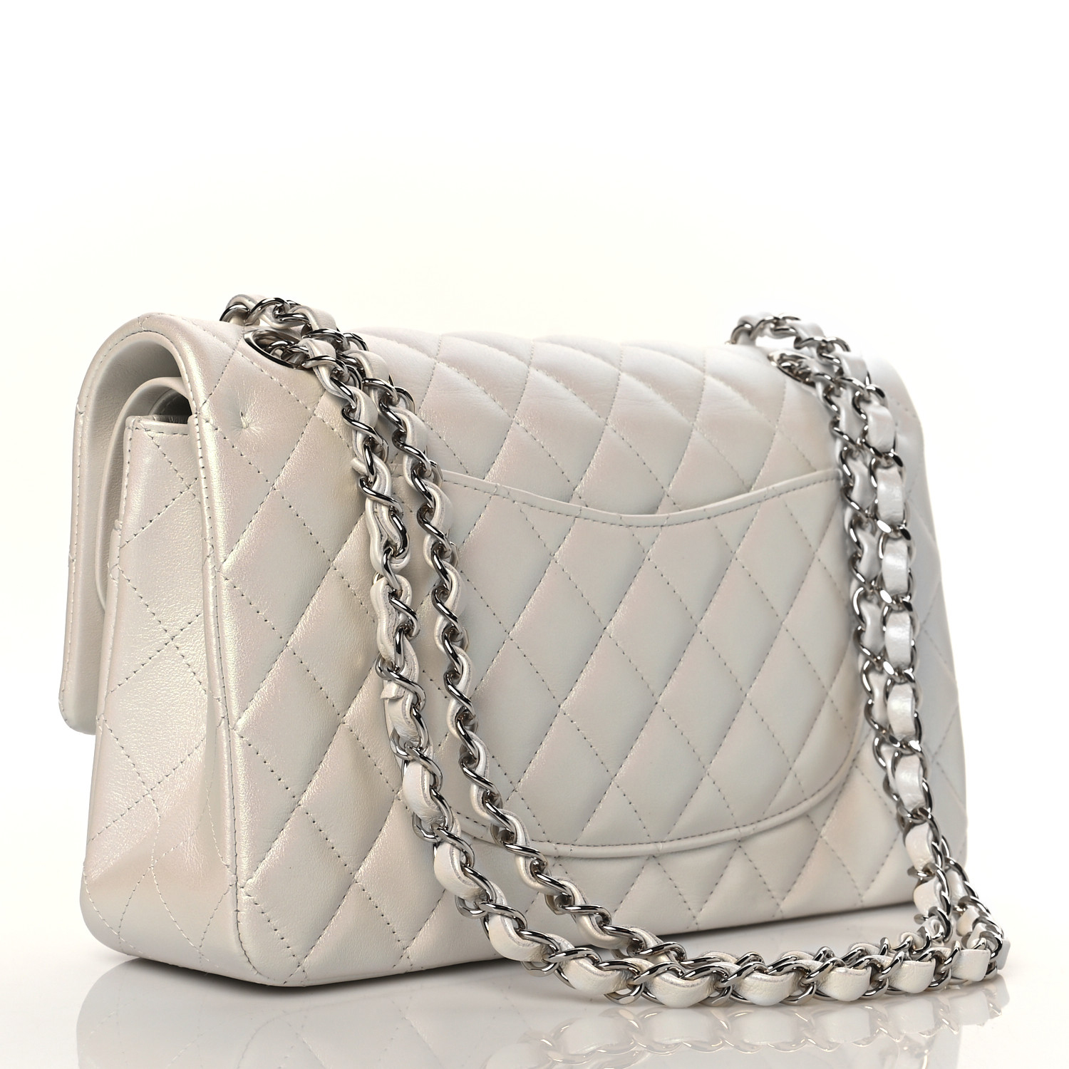 Lambskin Quilted Medium Double Flap White