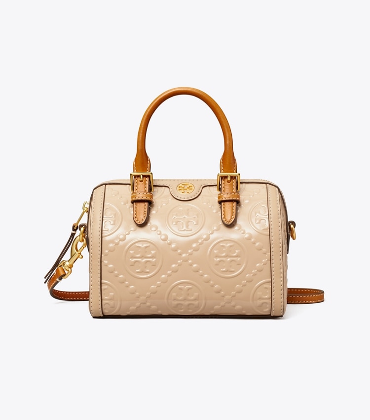 PETITE T MONOGRAM LEATHER BARREL BAG