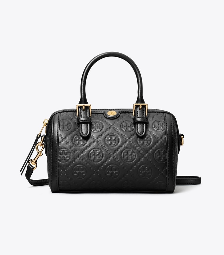 PETITE T MONOGRAM LEATHER BARREL BAG