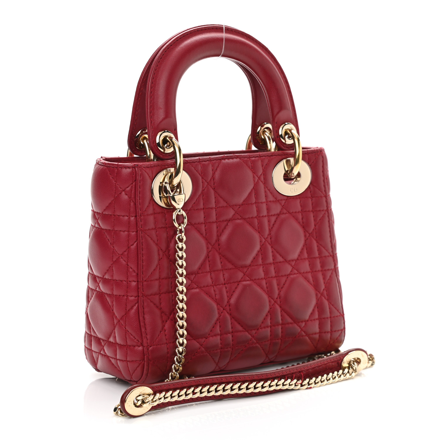 Lambskin Cannage Mini Lady Burgundy