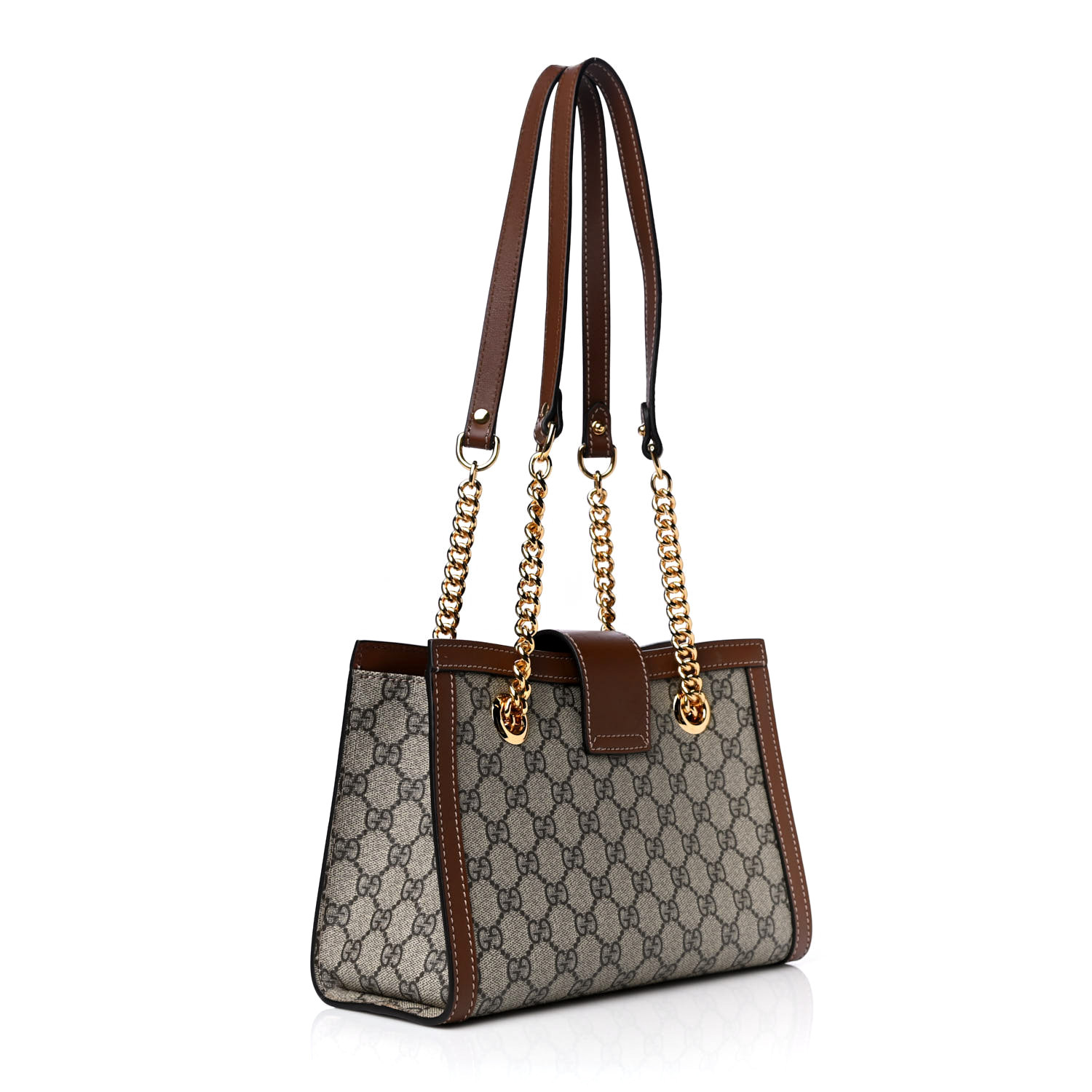 GG Supreme Monogram Calfskin Small Padlock Tote Beige Ebony Tuscany