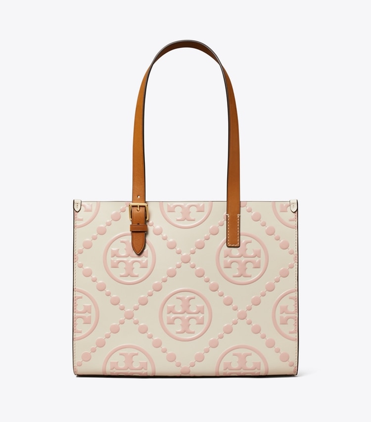 SMALL T MONOGRAM CONTRAST EMBOSSED TOTE