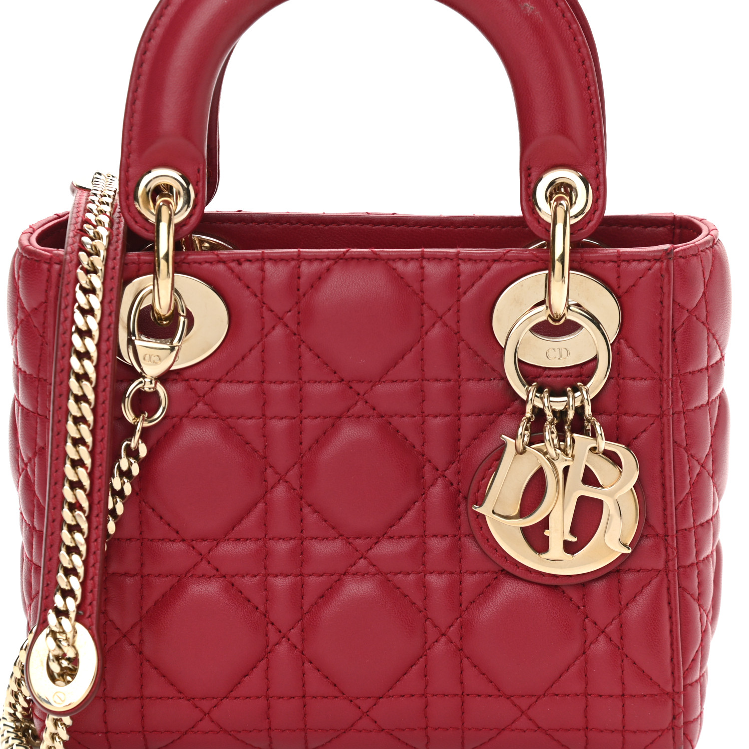 Lambskin Cannage Mini Lady Burgundy