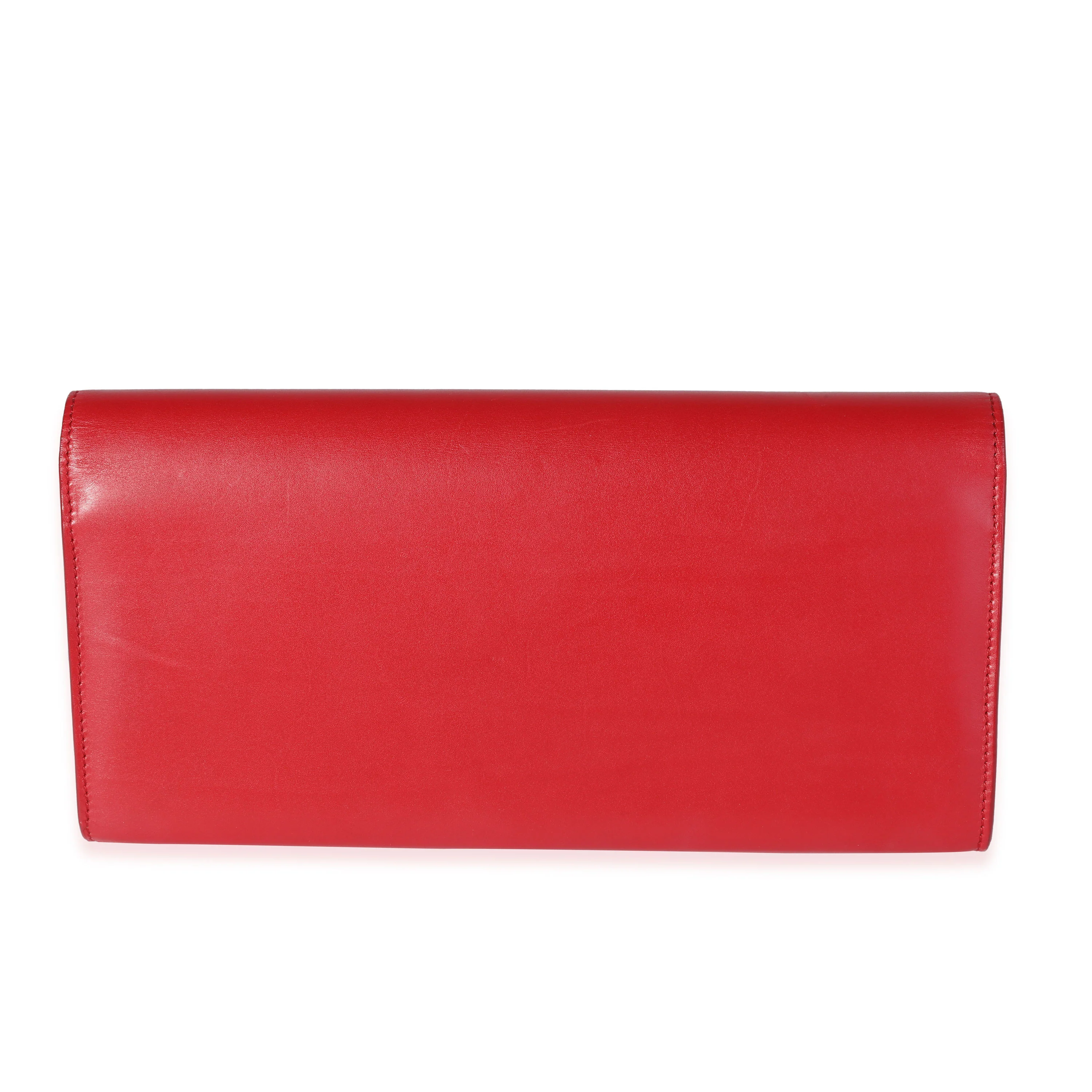Saint Laurent Red Smooth Calfskin Cassandre Clutch