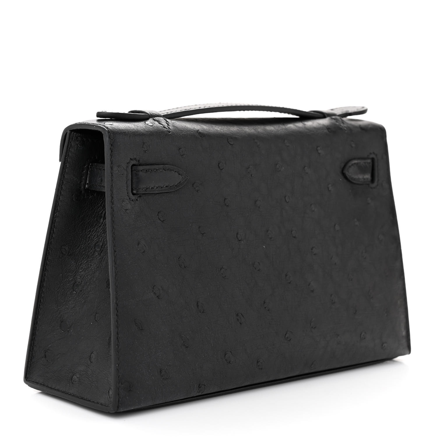 Ostrich Kelly Pochette Black