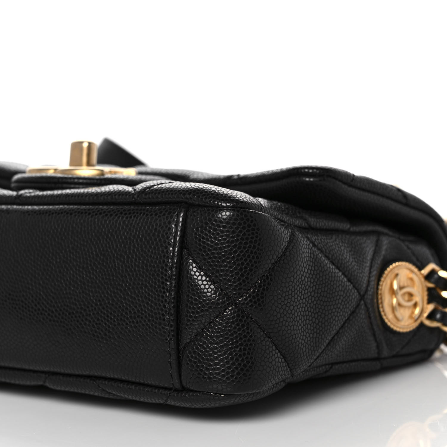 CHANEL Caviar Quilted Mini Twist Your Buttons Flap Black