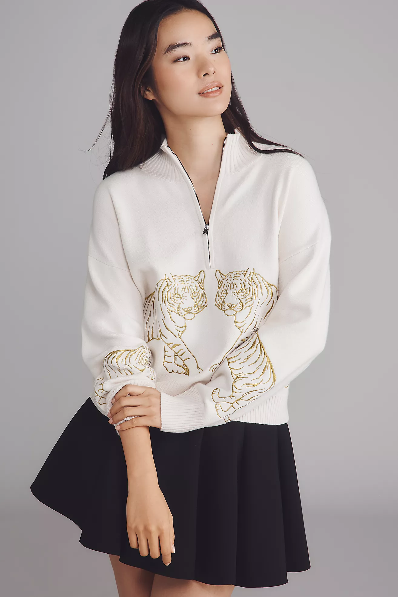 The Montana Mock-Neck Half-Zip Sweater by Maeve