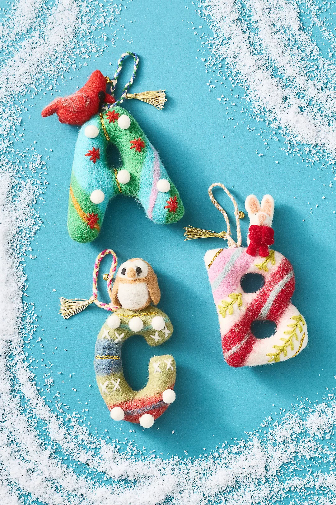 Forest Friends Monogram Wool Felt Ornament