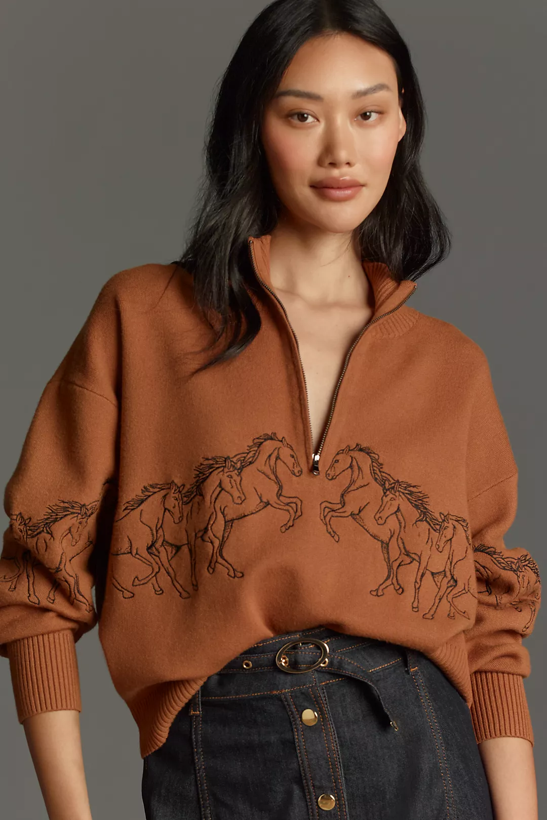 The Montana Mock-Neck Half-Zip Sweater by Maeve