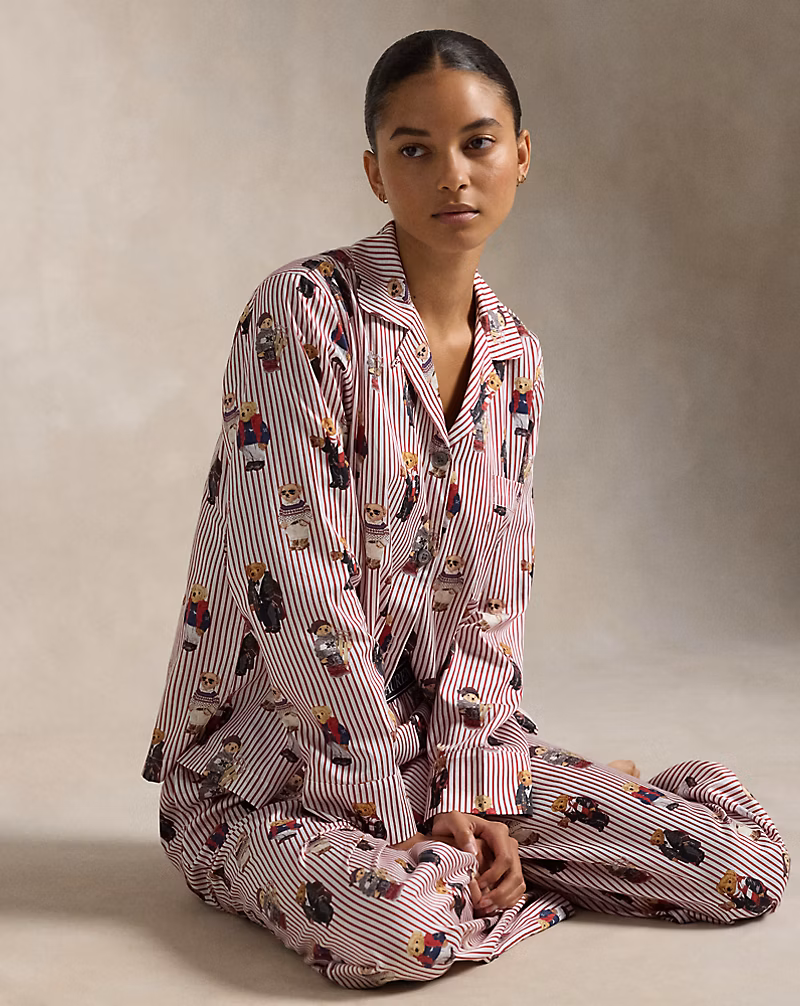Polo Bear Cotton Long-Sleeve Pajama Set