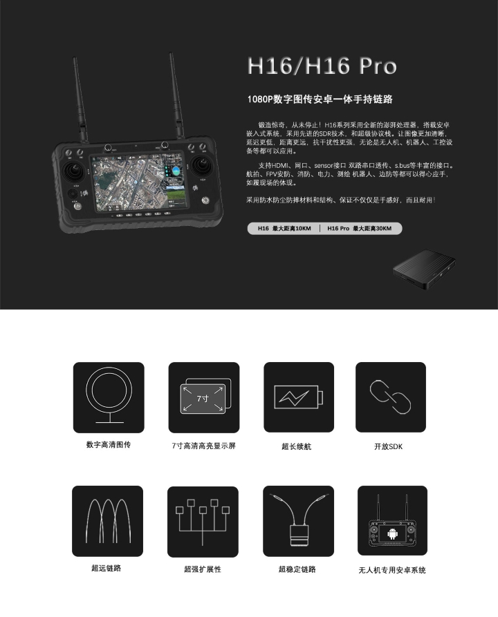 Tarot Remote Control/1080P Digital HD Mapping/Android Handheld Ground Station/7 inch/5-10km