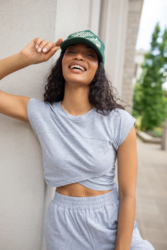 Heather Grey Lounge Crossover Cap Sleeve Tee