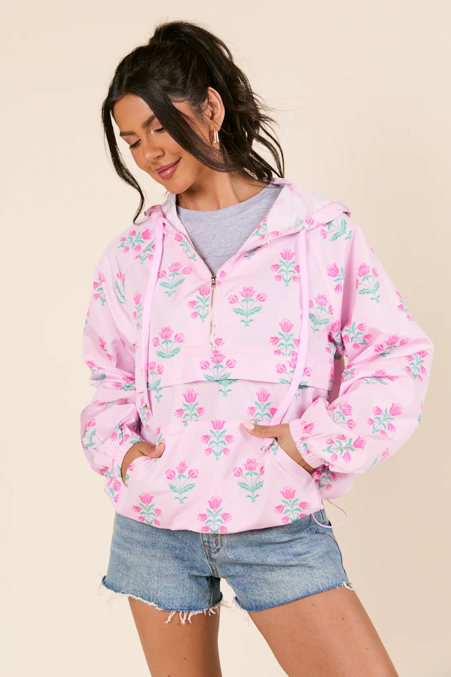 Pink Block Floral Pullover