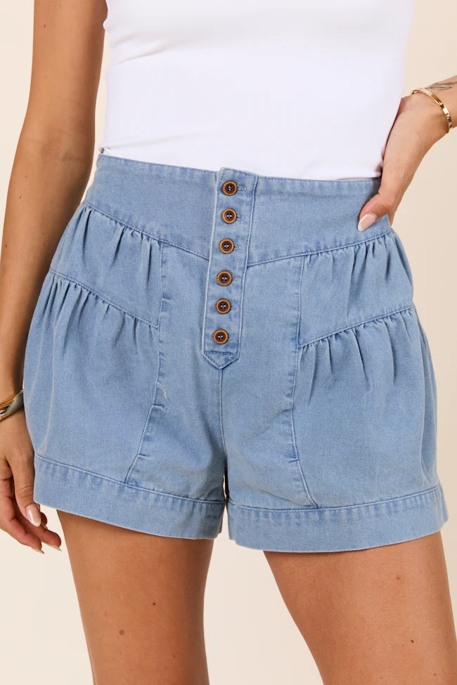 Amelia Tiered Medium Blue Denim Shorts