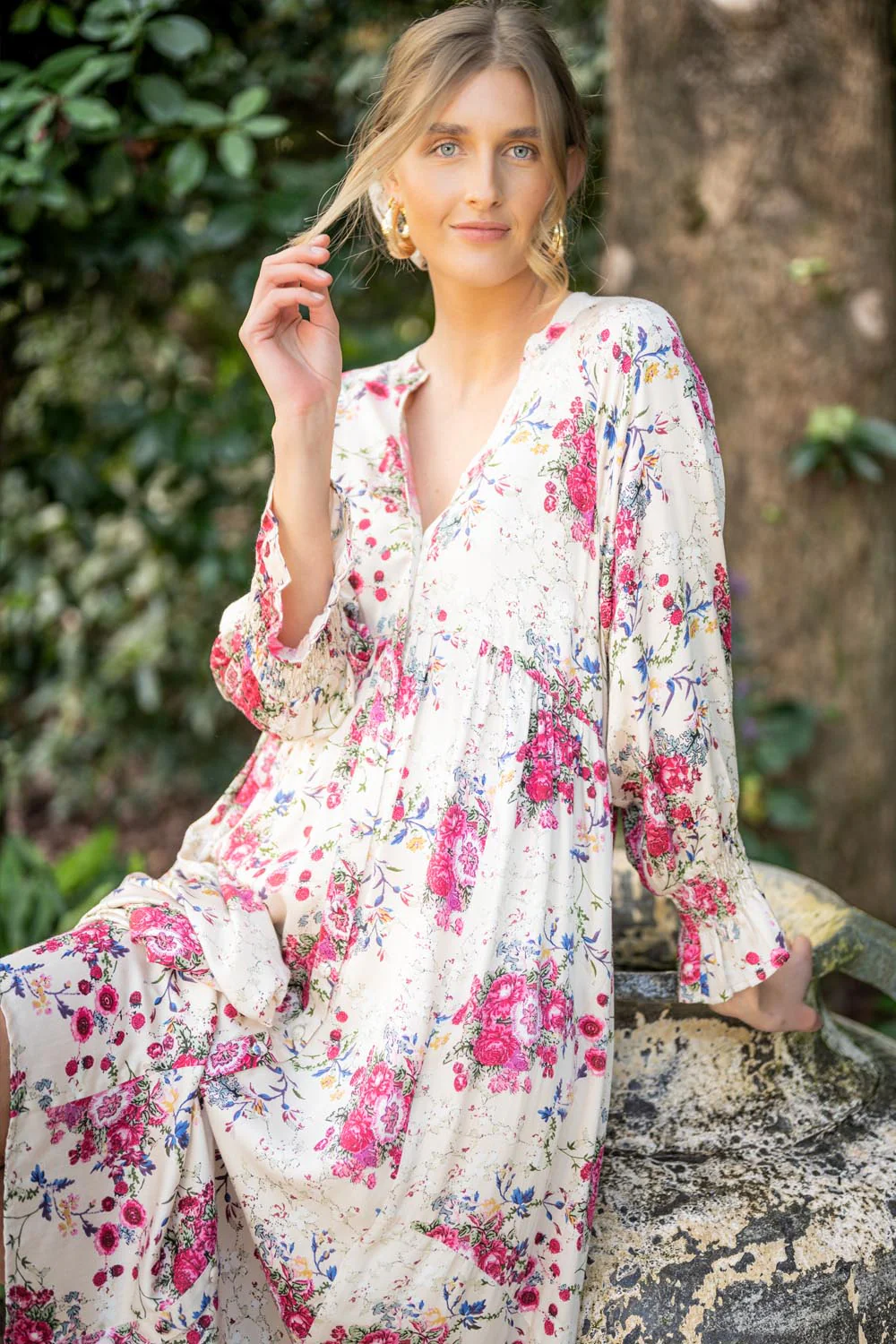 Floral Print Maxi Boho Dress