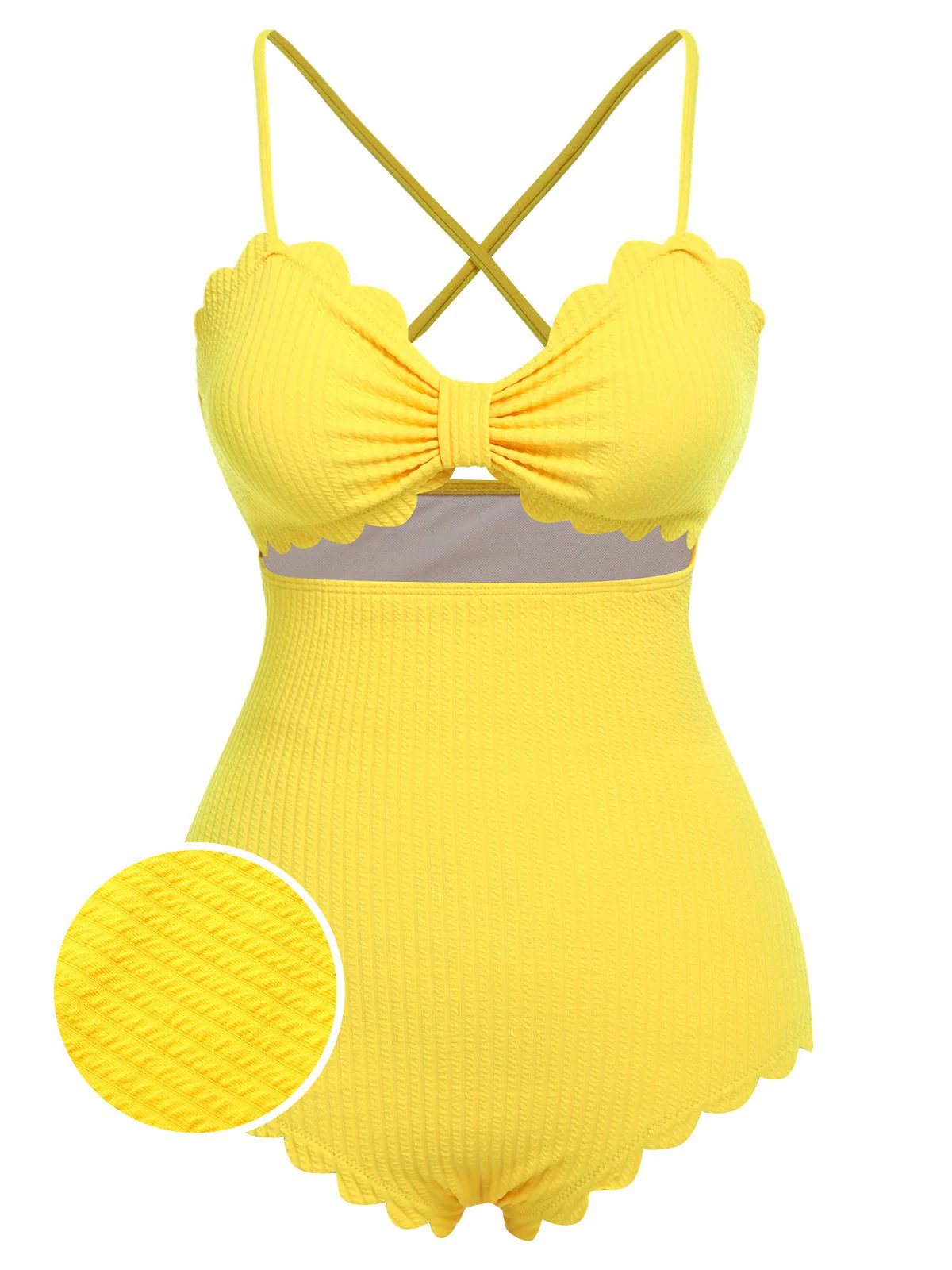 Yellow Spaghetti Strap One-Piece Swimsuit