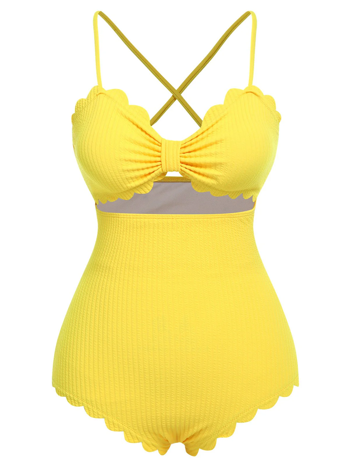 Yellow Spaghetti Strap One-Piece Swimsuit