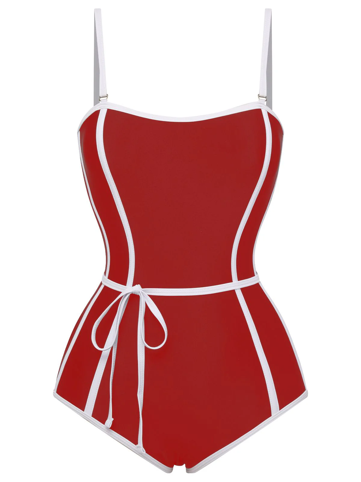 Red Lined Sling One-Piece Swimsuit