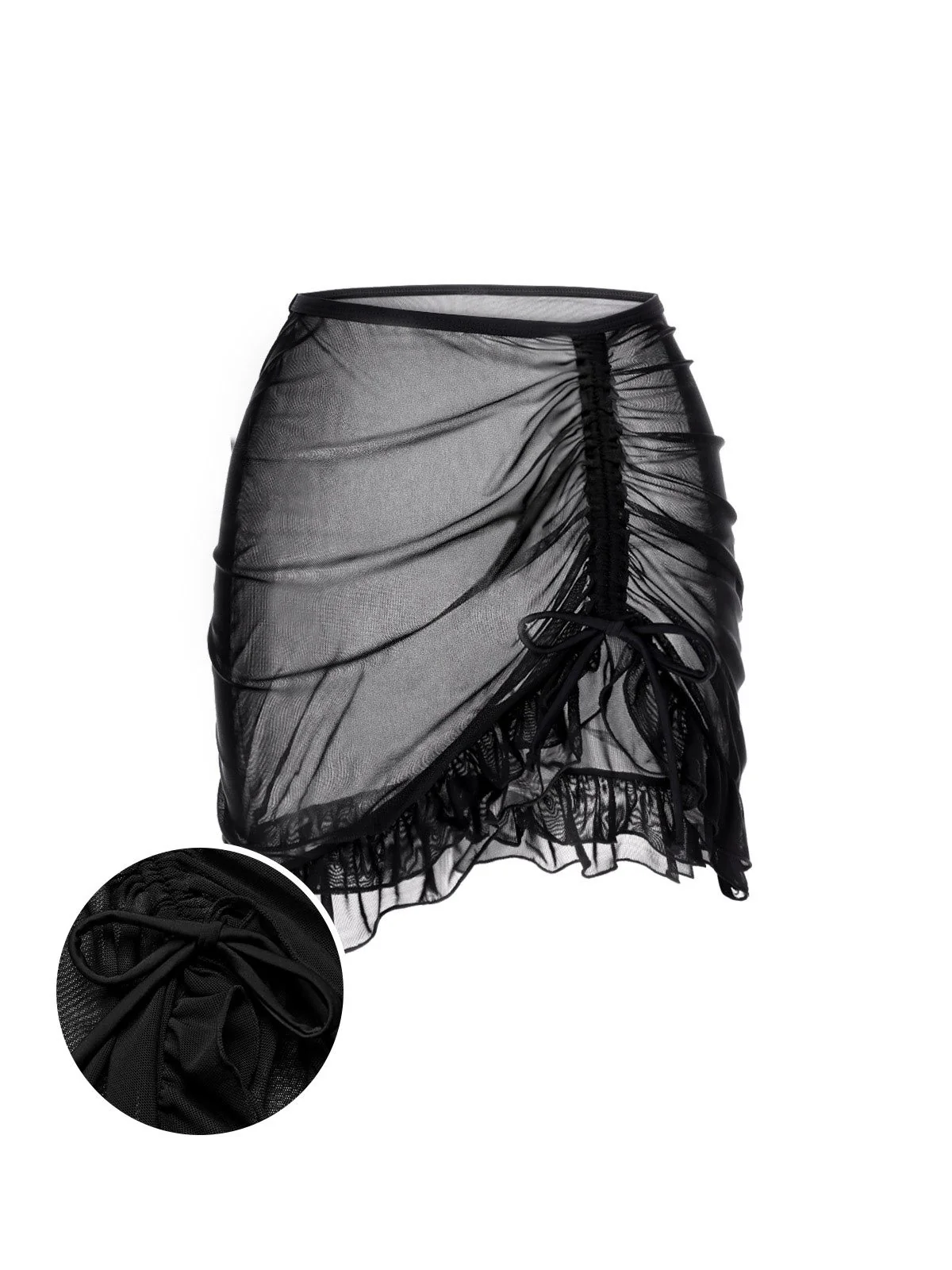 Black Double-Layered Ruffled Cover-Up