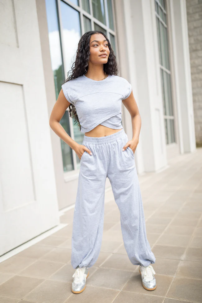 Heather Grey Lounge Crossover Cap Sleeve Tee