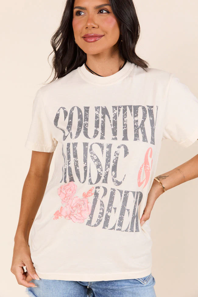 Country Music & Beer Ivory Graphic Tee