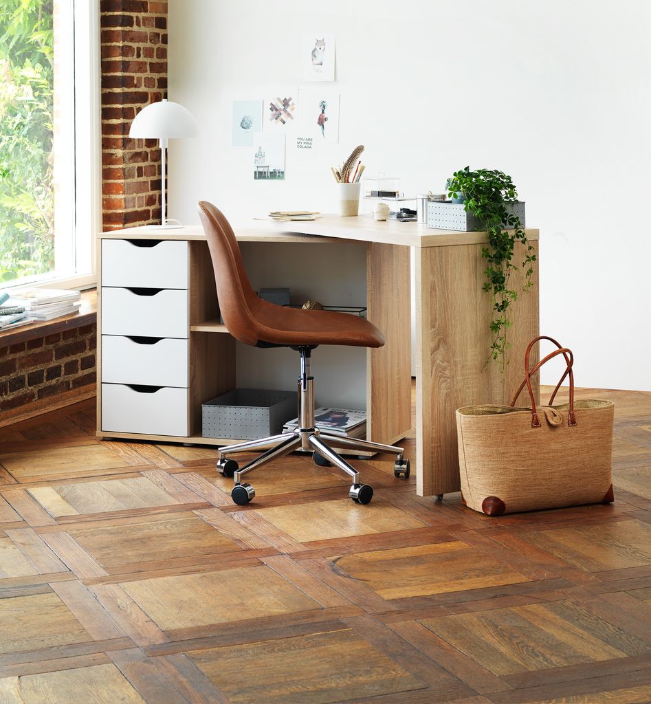 Desk LANGAGER 41-107x107-165 light oak colour/white