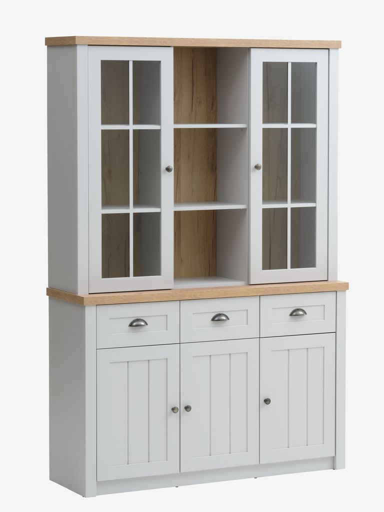 Sideboard MARKSKEL 3 doors light grey/oak colour