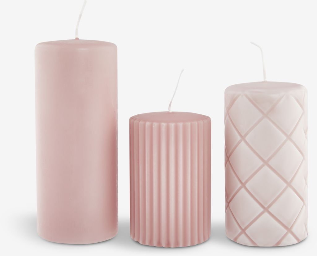 Pillar candle ALFRED rose set of 3