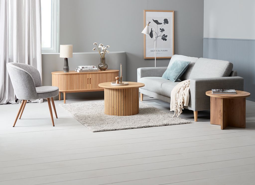 TV bench LYNGVIG 120cm 2 tambour doors natural oak